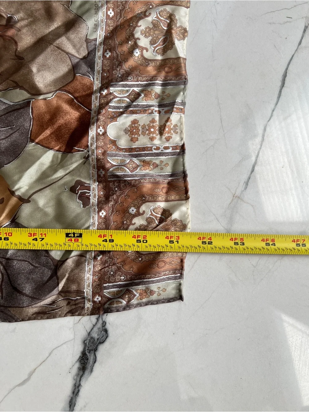 100% Silk Fall Themed Floral Print Scarf in Brown and Cream